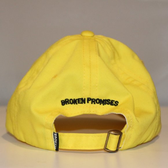 Bright Yellow Broken Promises Dad Hat with Embroidered B&W Checkered Scorpion - Picture 2 of 5